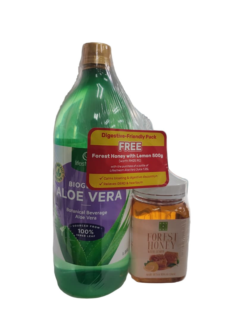 LIFESTREAM ALOE VERA JUICE 1.25L FOC D2D FOREST HONEY WITH LEMON 500G