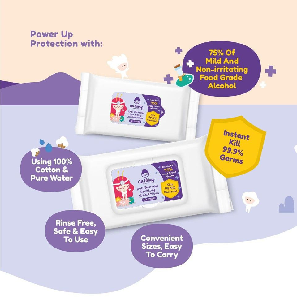 Au Fairy Anti-bacterial Sanitizing Alcohol Wipes - 10s