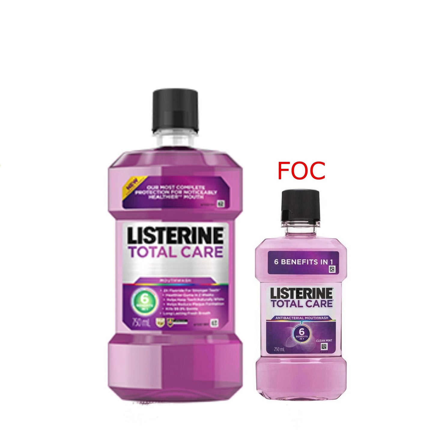 Listerine Total Care Less Intense Mouthwash 750ml FOC 250ml