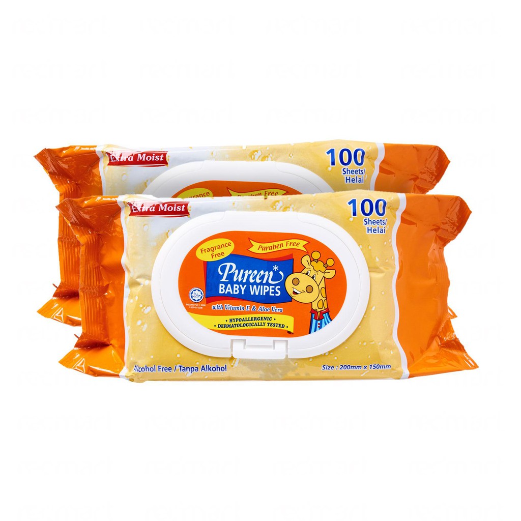 Pureen Baby Wipes Fragrant Free ( 2x100s ) / ( 2x40s )