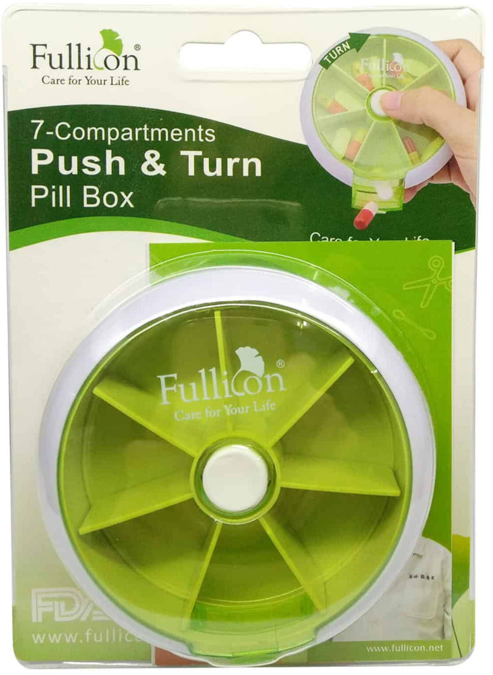 Fullicon 7-compartments Push & Turn Pill Box