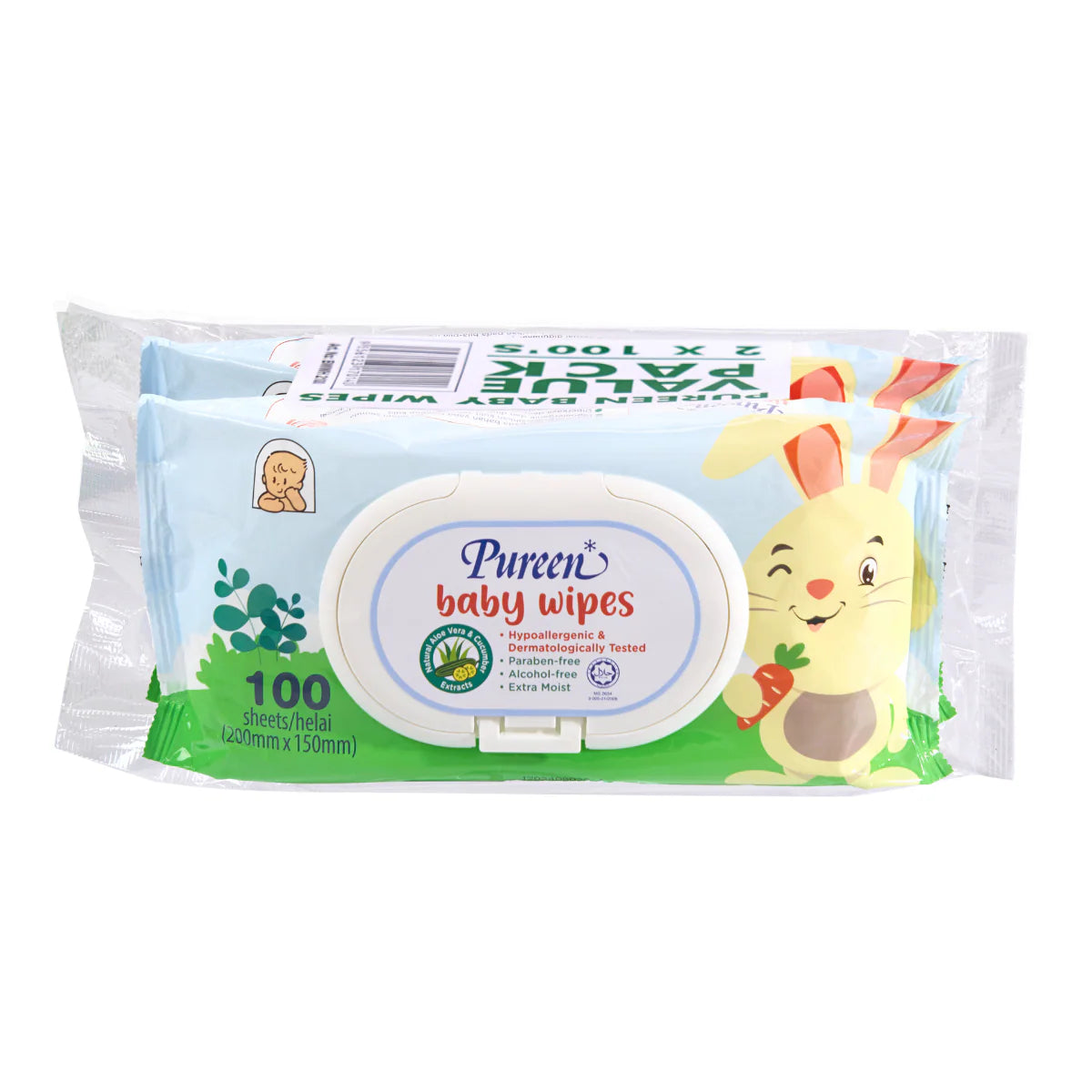Pureen Baby Wipes with Aloe Vera & Cucumber Extracts