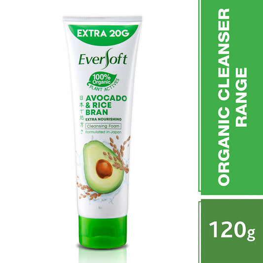 Eversoft Avocado & Rice Bran Cleansing Foam 120/195g