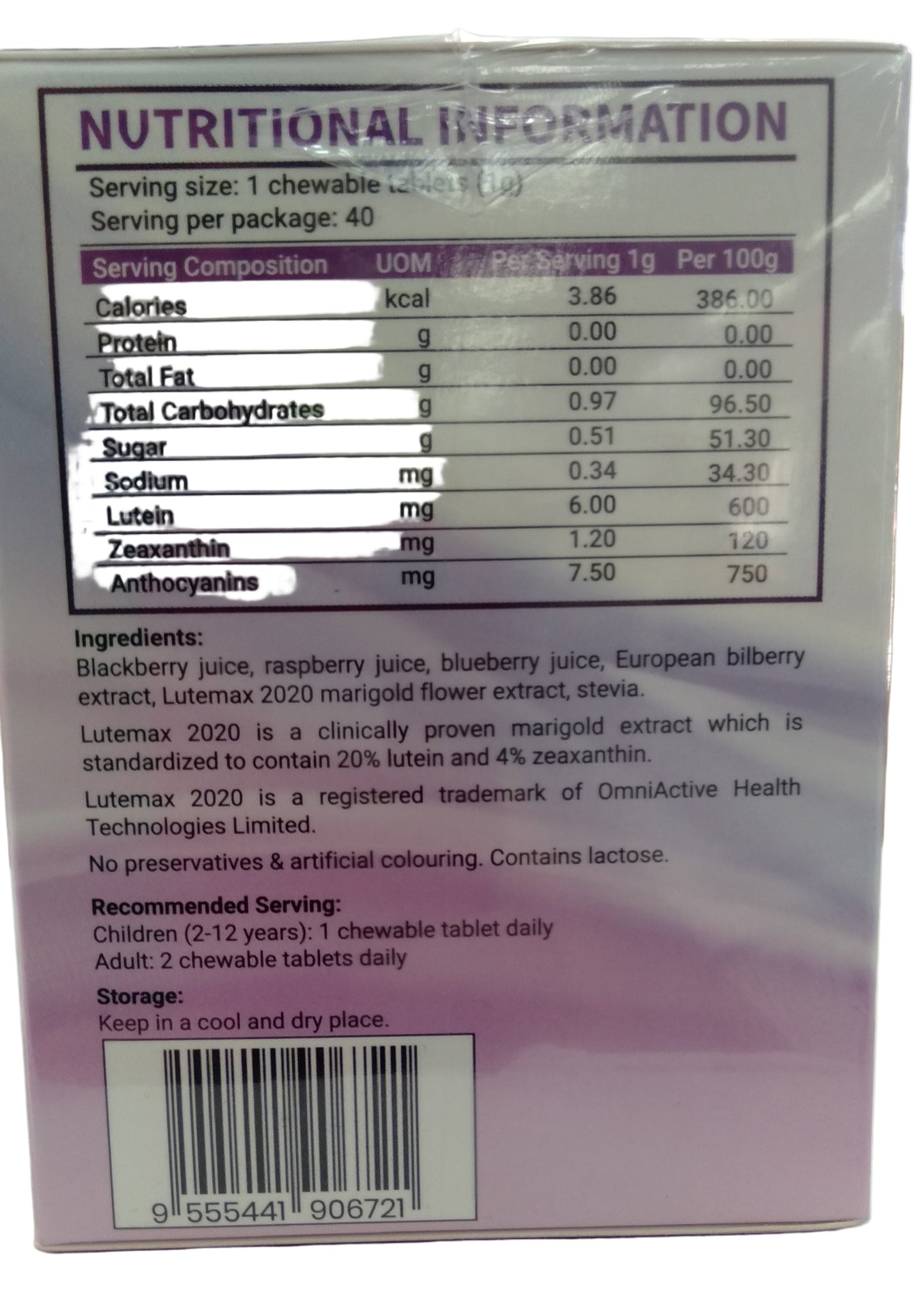 Dynamic Nutrition Optiberries Chewables 40's