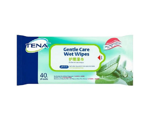 TENA GENTLE WET WIPES 200mm x 200mm 40's