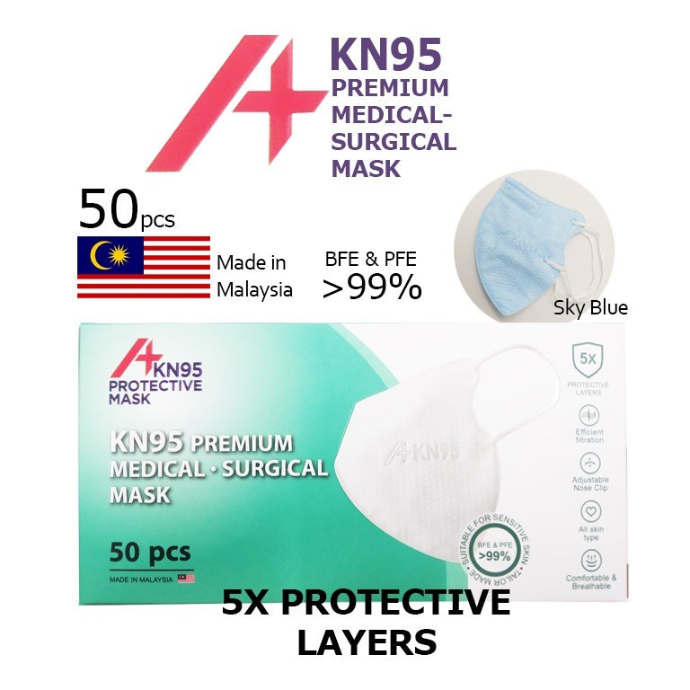 A+ KN95 Premium Surgical Face Mask 50S' ( Adult / Kids )