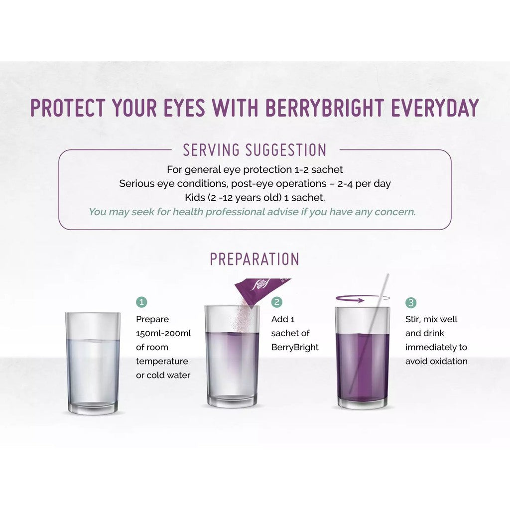 Berry Bright Eye Nourishing Drink With Stevia 8g X 30sachets [Blackcurrant Anthocyanins With Lutein & Zeaxanthin]