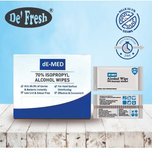 De'fresh dE-MED 70% Isopropyl Alchohol Wipes IPA Wipe Medical Wipes Disinfectant wipes