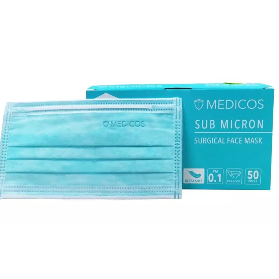 Medicos Sub Micron Surgical Adult Face Mask  Ear Loop/Tie On 50s