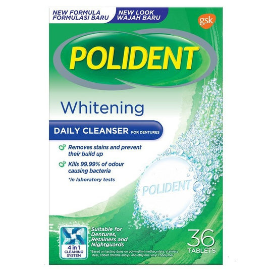 Polident Whitening Daily Cleanser Tab 36's