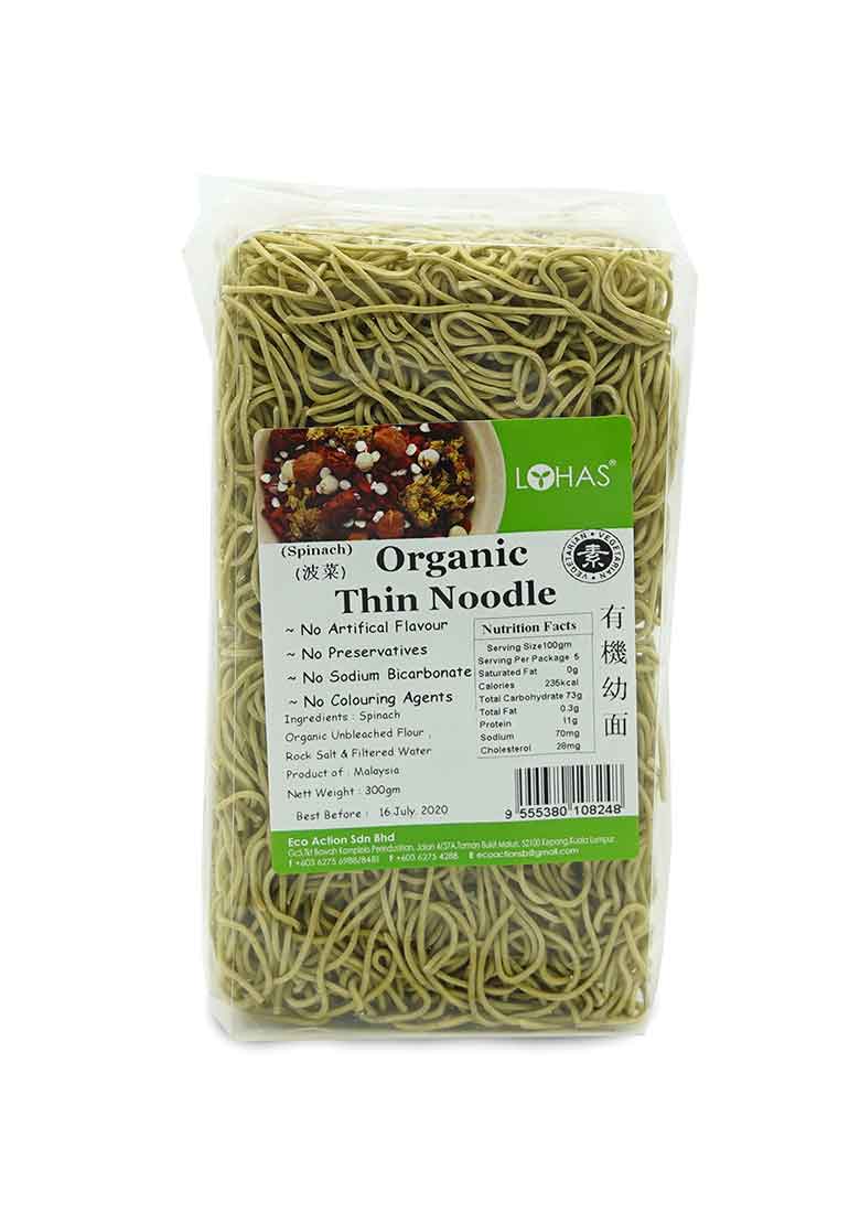 Lohas Organic Thin Noodle (Spinach)  300g